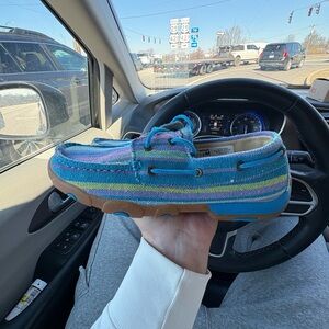 Twisted X Blue and Green Women's Moccasins